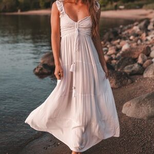 Tiare Hawaii NWT Maxi Dress in white with shell tie detailing. Never worn